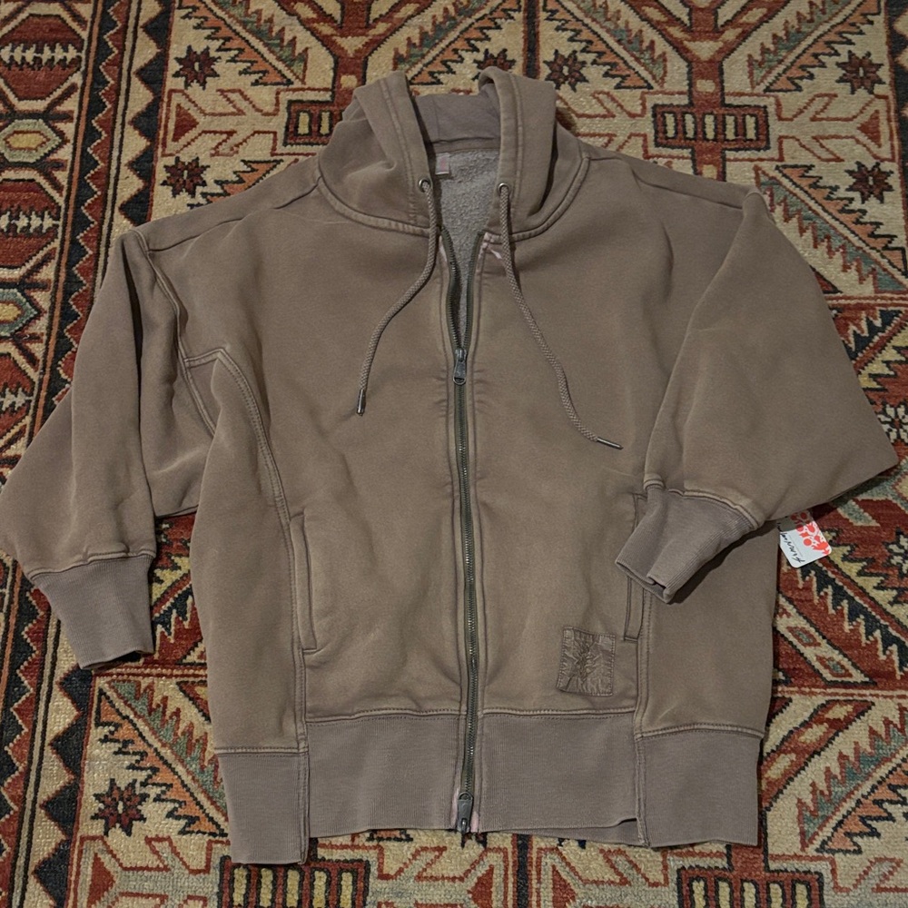 NWT FP Movement by Free People Sprint To The Finish Zip-Up in Taupe Size XS
